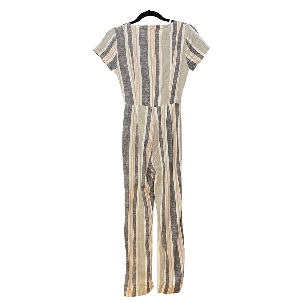 Urban Outfitters Linen striped surplice button Jumpsuit womens size XS - Picture 3 of 16